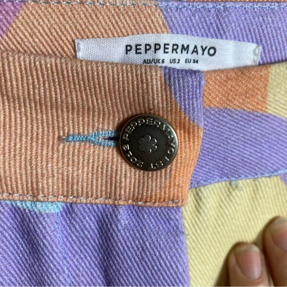 Peppermayo jeans size 2 NWT Keep Your Heart pastel pattern colorful high waist - Picture 7 of 11